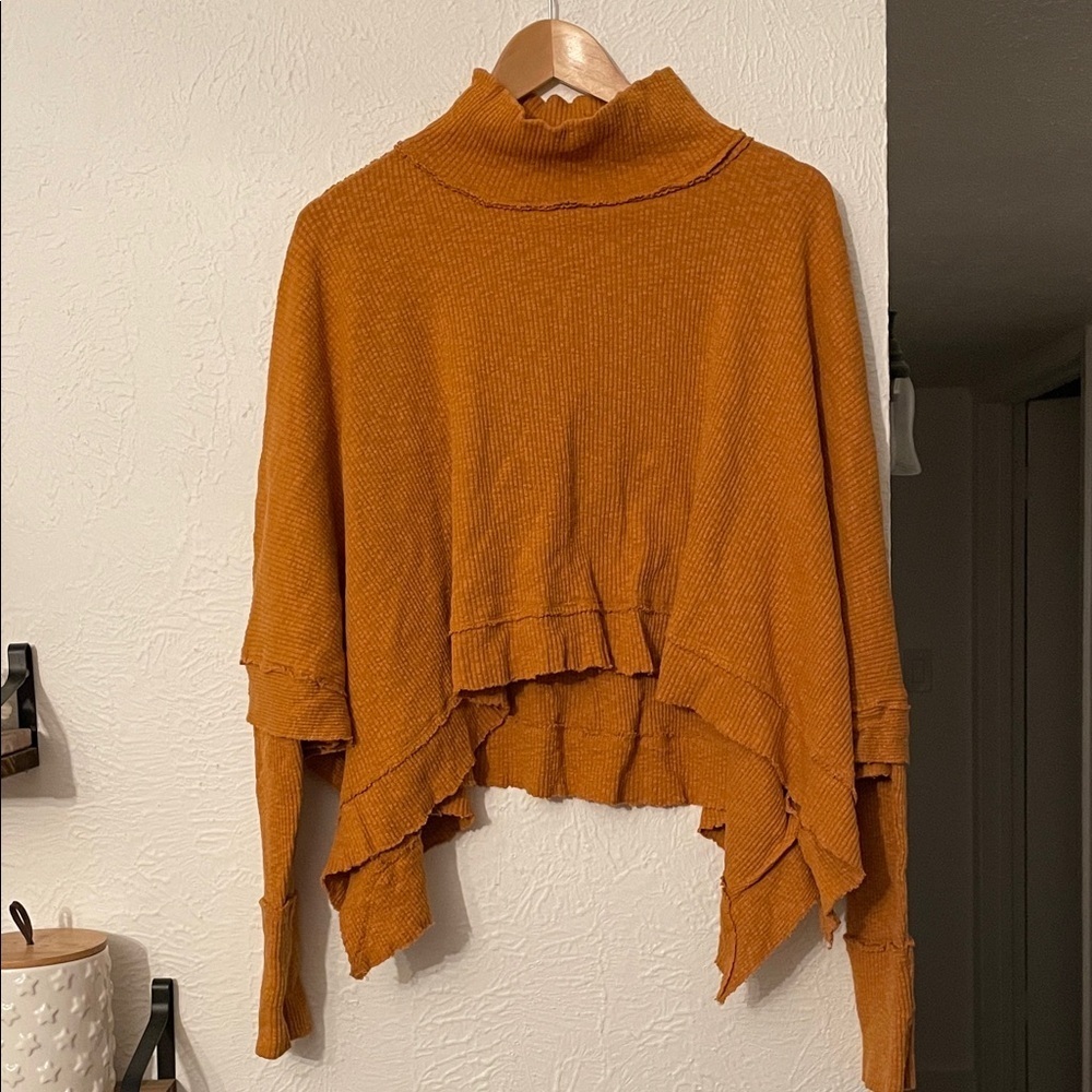 Free People Golden Cowl Neck Oversized Sweater Size Small - Picture 4 of 7